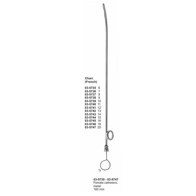 Female Catheters Metal Urinary Instrument 160 mm