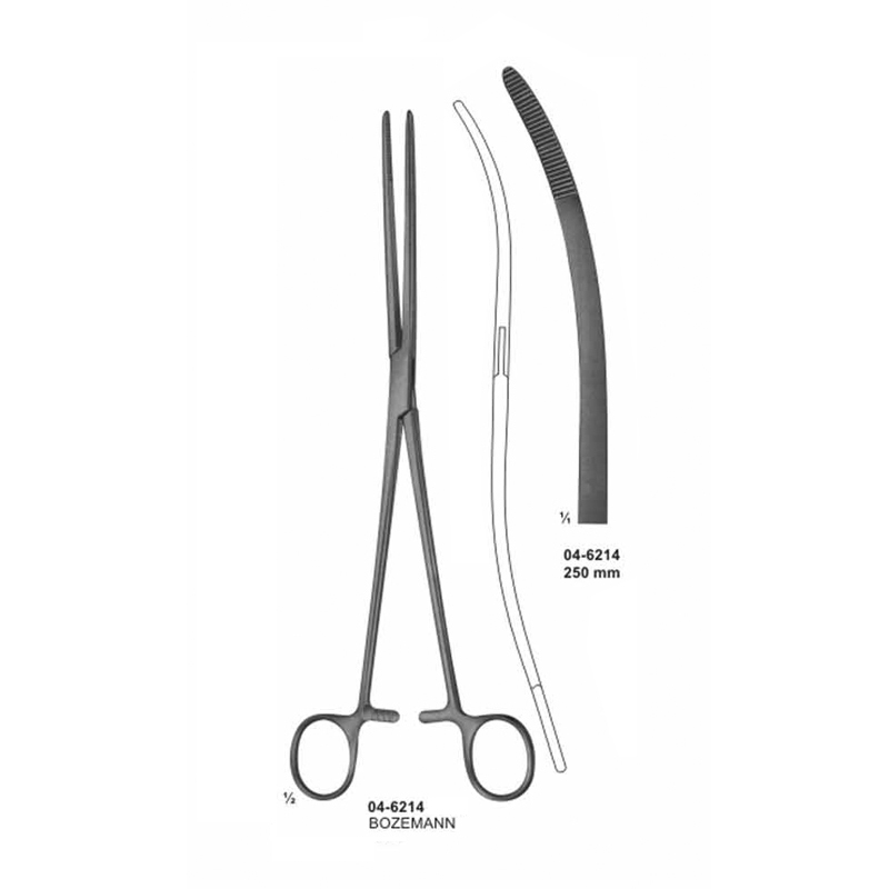 Bozemann Curved Uterine Dressing Forceps 250 mm