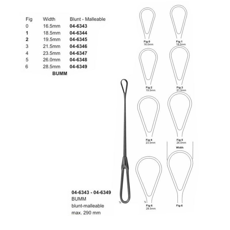 Bumm Blunt-Malleable Uterine Curettes Maximum 290 mm