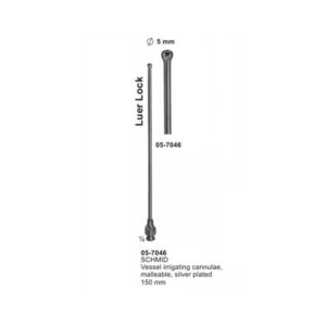 SCHMID Vessel irrigating cannulae malleable silver plated diameter 5mm length 150 mm