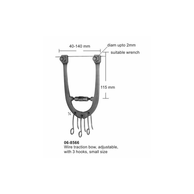 Wire Traction Bow Adjustable With 3 hooks Small Size 40-140 mm