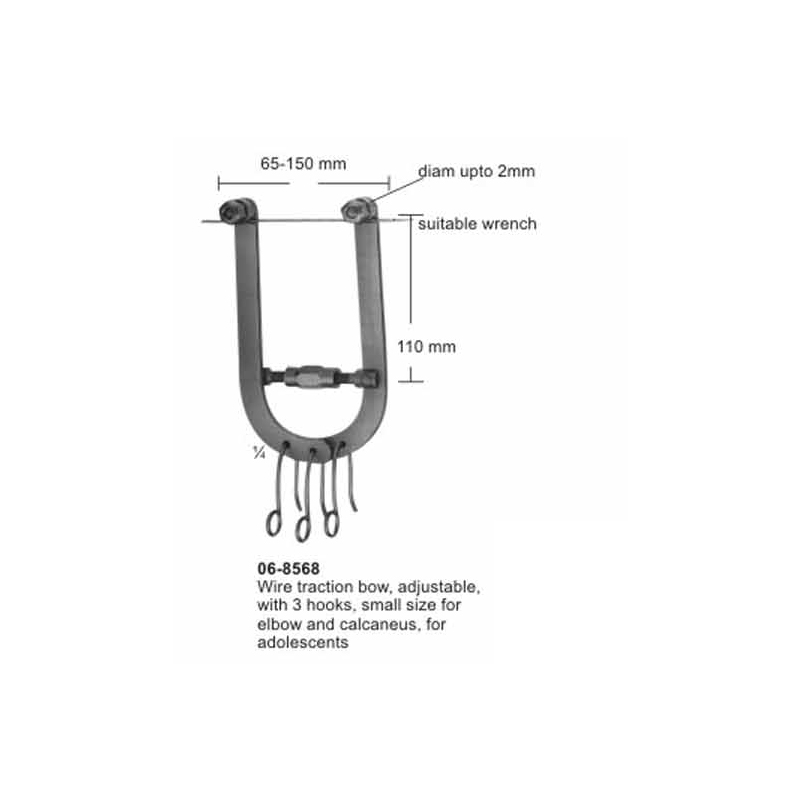 Wire Traction Bow Adjustable With 3 hooks Small Size 65-150 mm